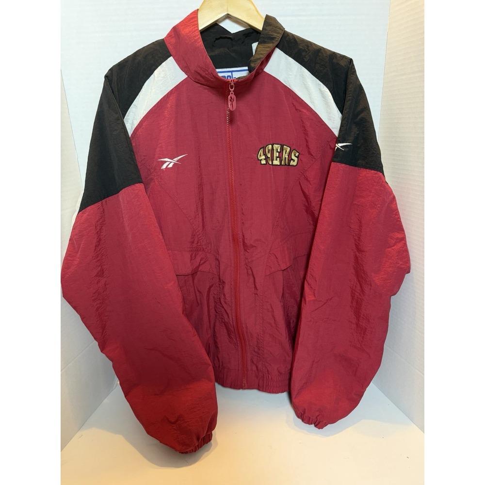 Vtg 90s Reebok NFL Pro Line San Francisco 49ers Nylon Windbreaker Jacket Med 249
